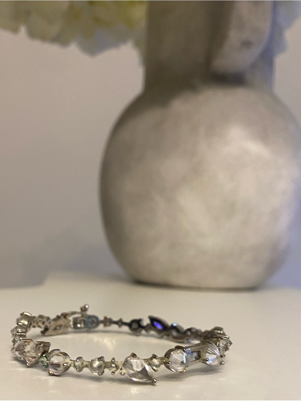 Banana Republic Crystal Tennis Bracelet - Silver Tone